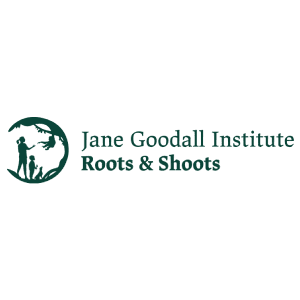 A green background with the words jane goodall institute.