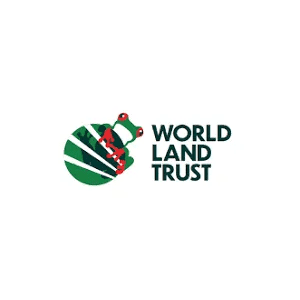 A green and white logo for the world land trust.