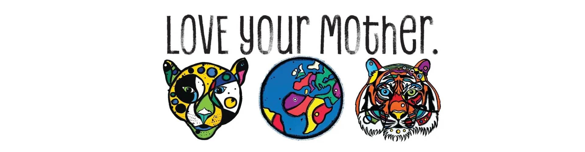 A group of animals that are sitting in front of the words " make your mother happy ".