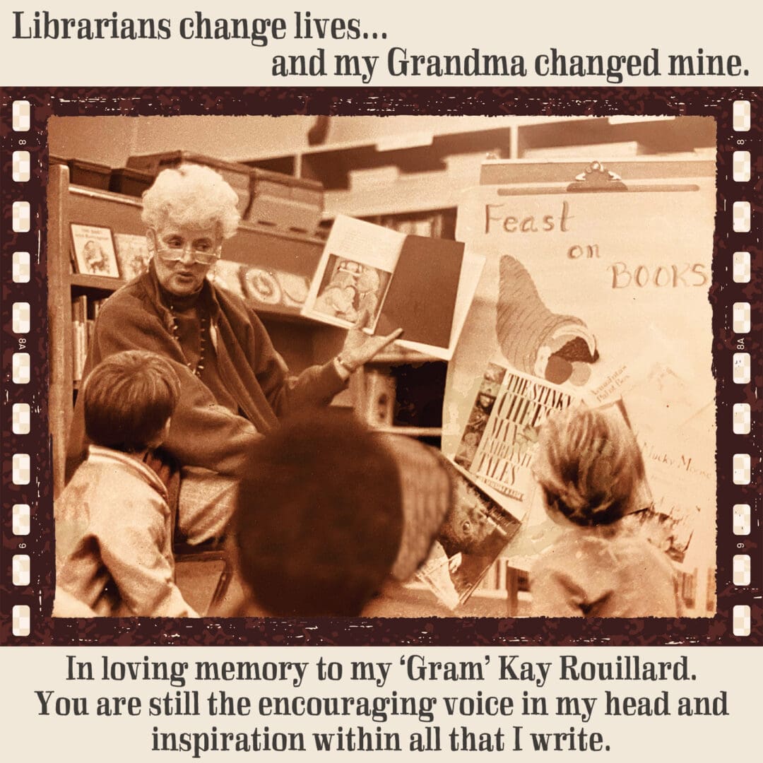 Children's author EB Mackie's Librarian Grandma reading to elementary students .